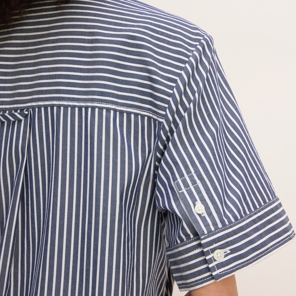 EVERLANE The Daytripper Striped Button Down Oversized Short Sleeve Shirt Dress - Picture 4 of 11
